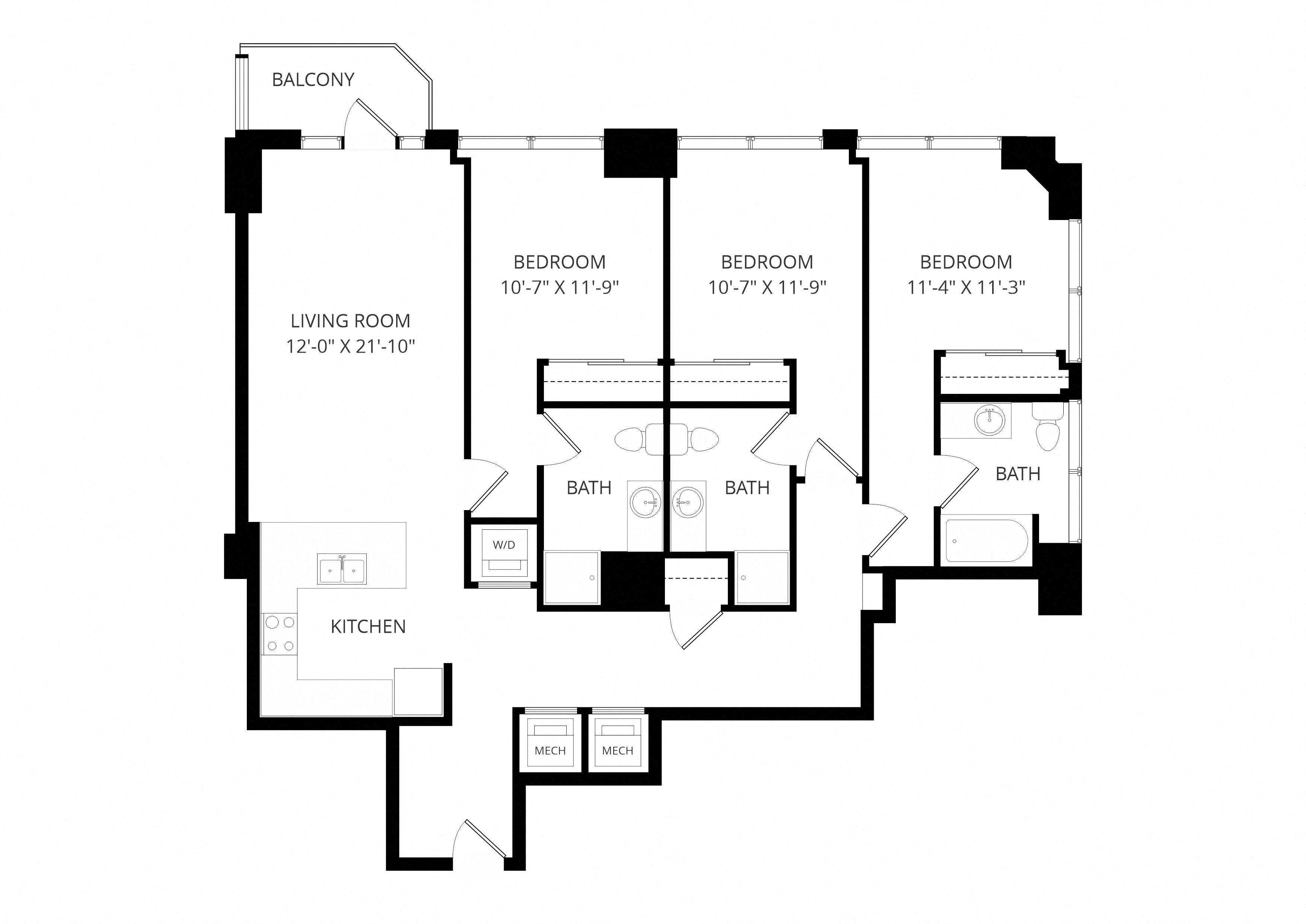 C4_ThreeBedroom floor plan
